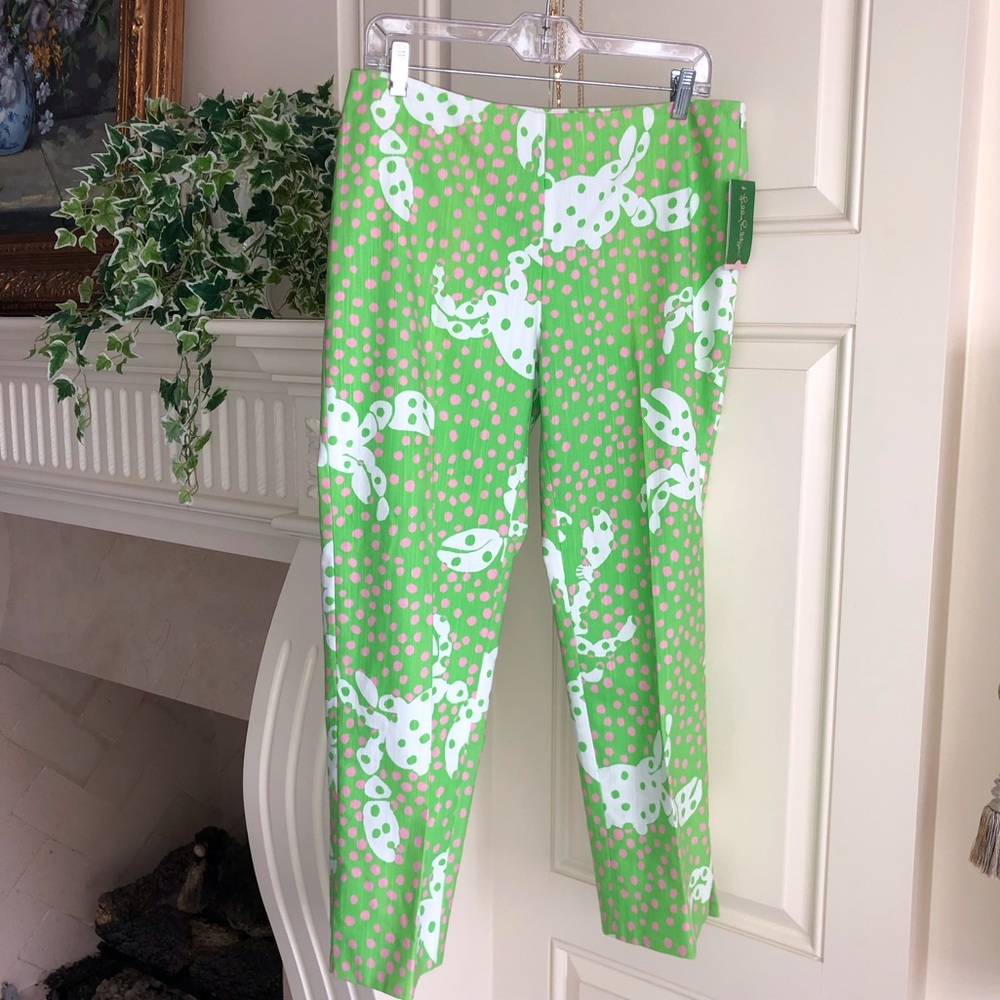 Lilly Pulitzer Originals Green and Pink Pant in Not So Crappy Print New Size 8